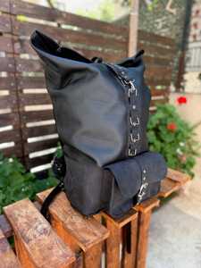 Women’s Fashion Leather <b>Roll</b> Top <b>Backpack</b> Slim Fit Rucksack For Lady Commuters Stylish Laptop Bag LRTB-0157 - Product Image 3