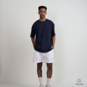 T-shirts Homme Oversize à Col Rond et Manches Courtes en Coton Tricoté Uni, Grammage Lourd 200 GSM, Style Streetwear, Vente en Gros - Product Image 5
