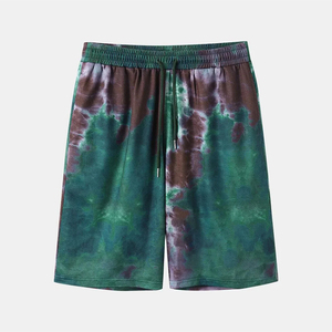 Shorts décontractés tie-dye pour hommes 100 % coton légers avec taille élastique et cordon de serrage, idéaux pour l'été et la plage, bas de pyjama respirants pour hommes - Product Image 1