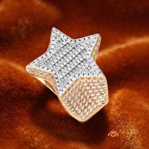 Anillo de Moissanita para Hombre, Estilo Hiphop, con Racimo de Baguettes, Acabado en Plata, Oro y Oro Rosa, para Compromiso, Boda, Aniversario, Moda - Product Image 2