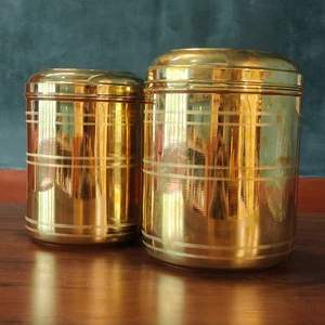 Tarro de almacenamiento de cobre puro hecho a mano con tapa, recipiente de cocina tradicional para té, café, azúcar, sal, especias, frutas secas, decoración del hogar - Product Image 1