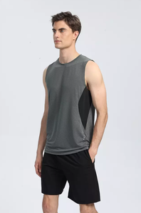 Camisetas sin mangas baratas para hombre con forro de malla interior, chalecos deportivos transpirables para gimnasio, sin mangas, que absorben la humedad, con logotipo de color personalizado, OEM - Product Image 4