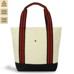 Bolsa de Lona Personalizada con Bolsillo Frontal 33x27x10.5 cm, Diseño de Rayas Bicolor, Logotipo Personalizado, Fabricante Mayorista OEM ODM, Exportador - Product Image 1