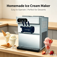 Commerciële 12L 18L zachte tafelmodel ijsmachine, 3 smaken, voor bevroren ijshoorntjes, met handmatige instelling voor yoghurt en melk