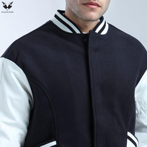 Black And White Color Good Quality With Reasonable Price Customized Logo Print Breathable Men Street Wear Varsity Jacket - Product Image 6