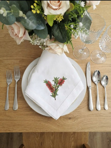 Serviettes de table carrées en coton brodé sur mesure, avec ourlet festonné, pour la décoration de table à la maison, les mariages et les fêtes - Product Image 4