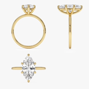 Women's Yellow Gold Marquise Cut Diamond Engagement Ring Classic Style Natural <b>Stone</b> - Product Image 4