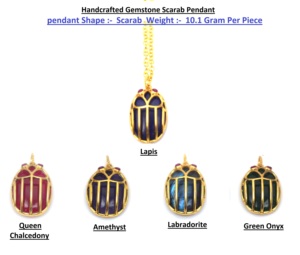 Collier avec pendentif scarabée en pierres précieuses d'inspiration égyptienne ancienne pour femmes et hommes - Product Image 2