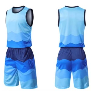 Conjunto de Camiseta de Baloncesto Azul Degradado para Hombre, Sin Mangas, Transpirable, de Secado Rápido, Uniforme Deportivo para Adultos, para Todas las Temporadas, con Estampado Digital en la Parte Delantera - Product Image 2