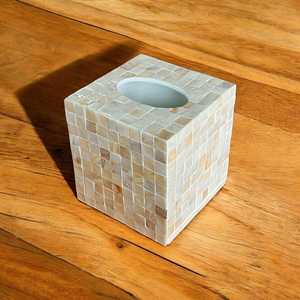 Elan Pearl Inlay Tissue Holder Elegant Mother of Pearl Shell Mosaic Box with Personalized Pattern for Premium Decor - Product Image 3