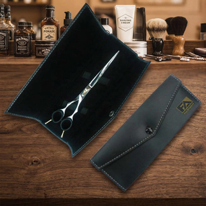 กรรไกรตัดผมมืออาชีพปี 2026 พร้อมซองหนังสีดำ ใบมีดสแตนเลสขอบเรียบ - Product Image 2