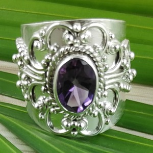 Amethyst <b>Ring</b> Handmade Sterling Silver Bezel Setting Natural Purple Oval Shape Gemstone <b>Boho</b> Jewelry February Birthstone Gift - Product Image 2
