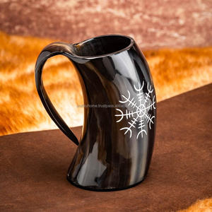 Vente chaude Fait À La Main Naturel Buffle Bière Viking Corne Tasse Craftsy Home Style Animal Poli Technique Directe De L'Inde - Product Image 3