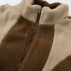 Manteau d'hiver Sherpa personnalisé de couleur unie pour hommes, coupe ample, veste polaire zippée à manches longues, chaud et tendance pour le streetwear - Product Image 4