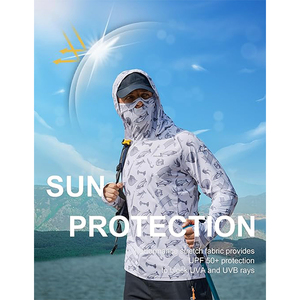 เสื้อตกปลาผู้ชายแขนยาวสีขาวสั่งทำพิเศษ ป้องกันแสงแดด SPF 50+ ไซส์ใหญ่ ระบายอากาศได้ดี ผลิตจากโพลีเอสเตอร์ 100% - Product Image 3