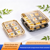 Boîte d'emballage jetable transparente en PET pour gâteaux de riz, contenants à compartiments pour plats à emporter, six, huit ou neuf compartiments disponibles