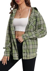 Camisa de Franela a Cuadros Extra Grande para Mujer, Camisa de Franela Suave con Botones, Camisa de Franela a Cuadros de Manga Larga - Product Image 2