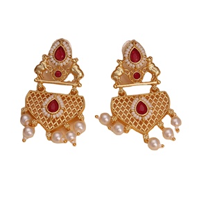 Pendientes Colgantes de Latón Chapado en Oro con Diseño de Planta Vintage, Corte de Pera y Topacio, para Regalo de Boda para Ella - Product Image 1