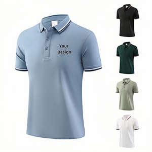 Camiseta de Hombre de Alta Calidad de 180g, Cuello Alto, Tejido Sólido, 100% Algodón, Antiarrugas, con Bolsillo y Logotipo Personalizado para Golf y con Solapa - Product Image 1