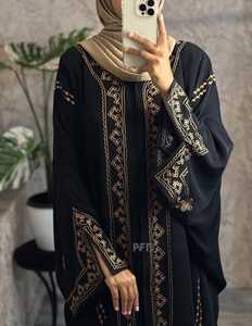 Elegant Hand Embroidered Floor Length Abaya <b>For</b> Women <b>Long</b> Sleeve Breathable <b>Eid</b> Wear - Product Image 1