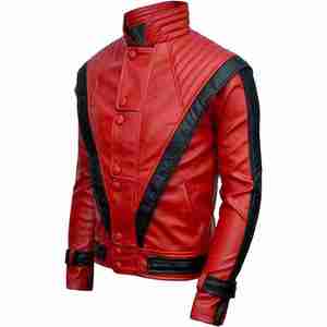 Men <b>Red</b> Genuine Leather Canvas <b>Jacket</b> Stand Collar Moto Biker Style Button Closure Slim Fit Winter Wear Front <b>Waterproof</b> - Product Image 6