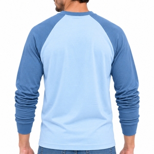 Men's Custom Two Tone <b>Raglan</b> <b>Long</b> <b>Sleeve</b> Casual Tee Crew Neck <b>T</b> <b>Shirt</b> Design OEM Production Plain Back Casual Everyday Wear - Product Image 2