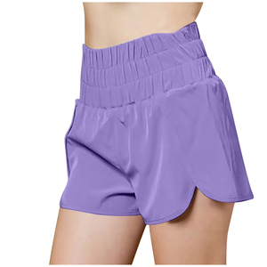 Purple Knitted Activewear Professional Quality Custom Printed Gym Shorts Women Performance Running Elastic Waistband Workout - Product Image 2