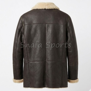 Vestes en cuir véritable pour hommes, personnalisables, style vintage, en peau de mouton, chaudes, en fausse fourrure, teintes unies, pour l'hiver, vente en gros - Product Image 2