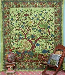 Tapiz Decorativo de Pared con Diseño Mandala Bohemio de Árbol de la Vida, Caleidoscópico, con Intrincados Motivos Florales - Product Image 3