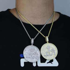 Colgante Personalizado de Dos Tonos con Diamantes y Moissanita, Plata 925, Redondo, Estilo Hip Hop Iced Out - Product Image 4
