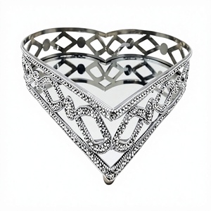 Handmade Luxury <b>Mirrored</b> Glass Vanity Tray <b>Silver</b> Crystal Beaded Metal Decorative Tray Cosmetic Organizer Jewelry Display - Product Image 1