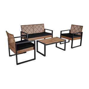 Set di Mobili da Giardino in Legno di Acacia a 4 Pezzi, Finitura Moderna Nera per Balcone, Veranda, Giardino e Prato - Product Image 2