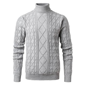 Pull en maille personnalisé pour homme, coupe ajustée, col montant, doublure polaire, anti-rétrécissement, collection automne 2026 – Fournisseur de tricots tendance - Product Image 1