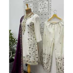 Designer <b>Indian</b> & <b>Pakistani</b> <b>Clothing</b> Party Wear Top Bottom and Dupatta Set - Product Image 3
