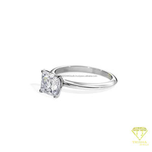 Bague de fiançailles de luxe en argent 925 avec diamant de laboratoire taille princesse, bijoux de mariée élégants pour les acheteurs en gros - Product Image 2