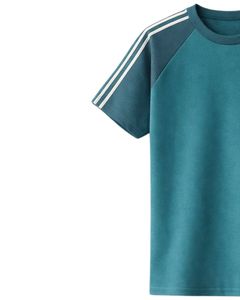 Camiseta de Manga Raglán Blanca y Verde Azulado para Hombre, Informal, de Verano, Cuello Redondo, Hombros a Rayas, Transpirable, Mezcla de Algodón, Suave y Cómoda - Product Image 3