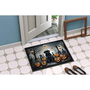 Black Pug Spooky Halloween <b>Doormat</b> Non-Slip <b>Washable</b> Low Pile 24H X 36W Indoor & Outdoor Entryway Rug for Front Door - Product Image 4