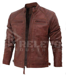 Chaqueta de Motociclista de Cuero para Hombre, Resistente a la Abrasión, Reforzada, con Costuras Reforzadas - Product Image 3
