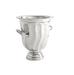 Lot de 2 seaux à glace en métal argenté avec poignée, refroidisseur à vin pour bars et fêtes, seau à glace de forme optimale en promotion - Product Image 6