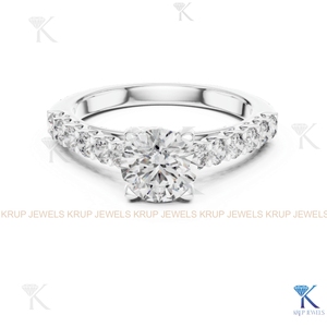 Bague de Fiançailles et d'Anniversaire de Luxe en Or Massif 14K avec Diamant Cultivé en Laboratoire Certifié IGI E VVS2, Halo Caché et Pavé Milgrain - Product Image 5