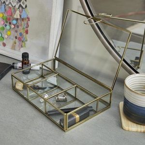 Ensemble de 3 boîtes de présentation de bijoux en verre, boîtes de rangement hexagonales avec cadre métallique et panneaux en verre transparent pour organiser les accessoires - Product Image 4