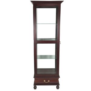Mahogany glass reproduction display <b>cabinet</b> has a bottom drawer for storage in a brown finish for the living room indoor use. - Product Image 2