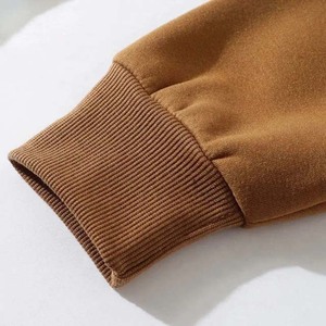 Survêtement unisexe marron à capuche, couleur unie, décontracté, sweat-shirt et pantalon long en coton avec cordon de serrage, pour l'automne - Product Image 5