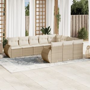Conjunto de Sofá de Jardín de Ratán Sintético PE Beige con Acero con Recubrimiento en Polvo y 100% Poliéster para Muebles de Patio - Product Image 1