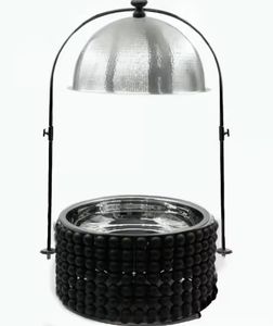 Réchauds alimentaires contemporains en satin blanc émaillé avec finition en maille argentée, sur pied, pour plats chauds et casseroles, idéaux pour la restauration - Product Image 6