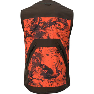 Softshell Fabric Orange Camo Dog Training Vest With Zip Pockets And Carabiner Hooks For Outdoor Use - Product Image 2