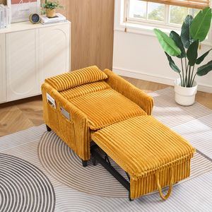 Sofá Cama Pequeño y Cómodo de Color Amarillo para Dormitorio, Balcón o Apartamento con Almohada Lazy Pillo - Product Image 4