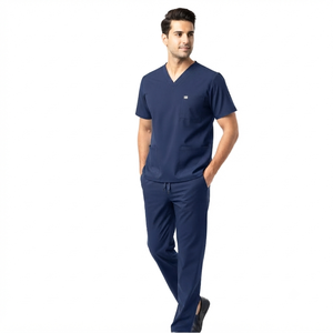 Unisex Cotton Worsted Fabric Scrub Uniform Medical <b>Doctor</b> <b>Set</b> OEM Factory Custom Logo Design Hospital Clothing Needle Detection - Product Image 5