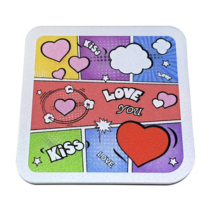 Aimant de réfrigérateur carré personnalisé en acrylique, coloré, motifs amour, bandes dessinées, mariage, accessoires de réfrigérateur, autocollant magnétique - Product Image 1