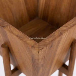Vase en bois Vas-Wooden pour fleurs, emballé en carton, décoration intérieure 30x30x63cm pour jardins et intérieurs - Product Image 2
